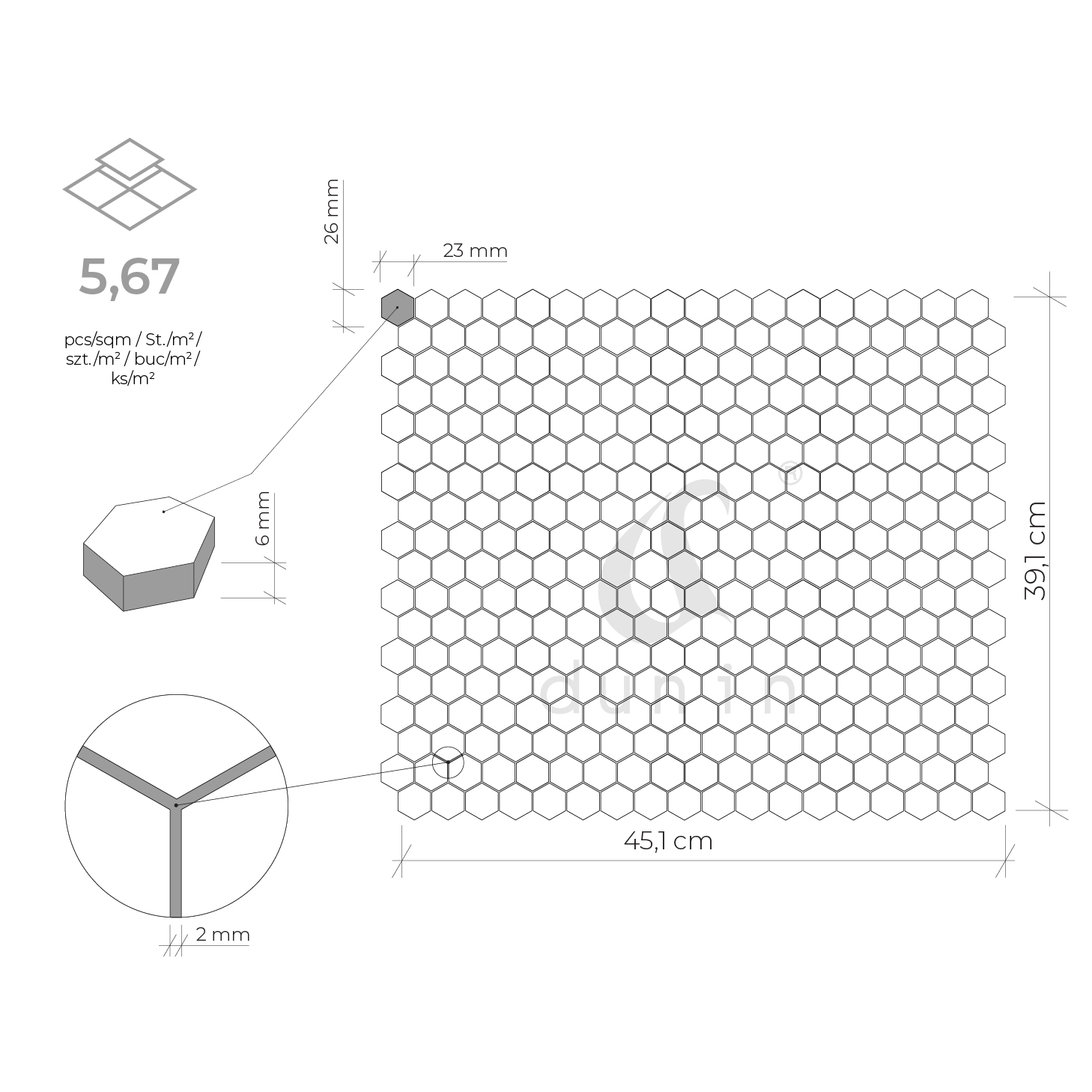 Mini Hexagon Garland Black matt