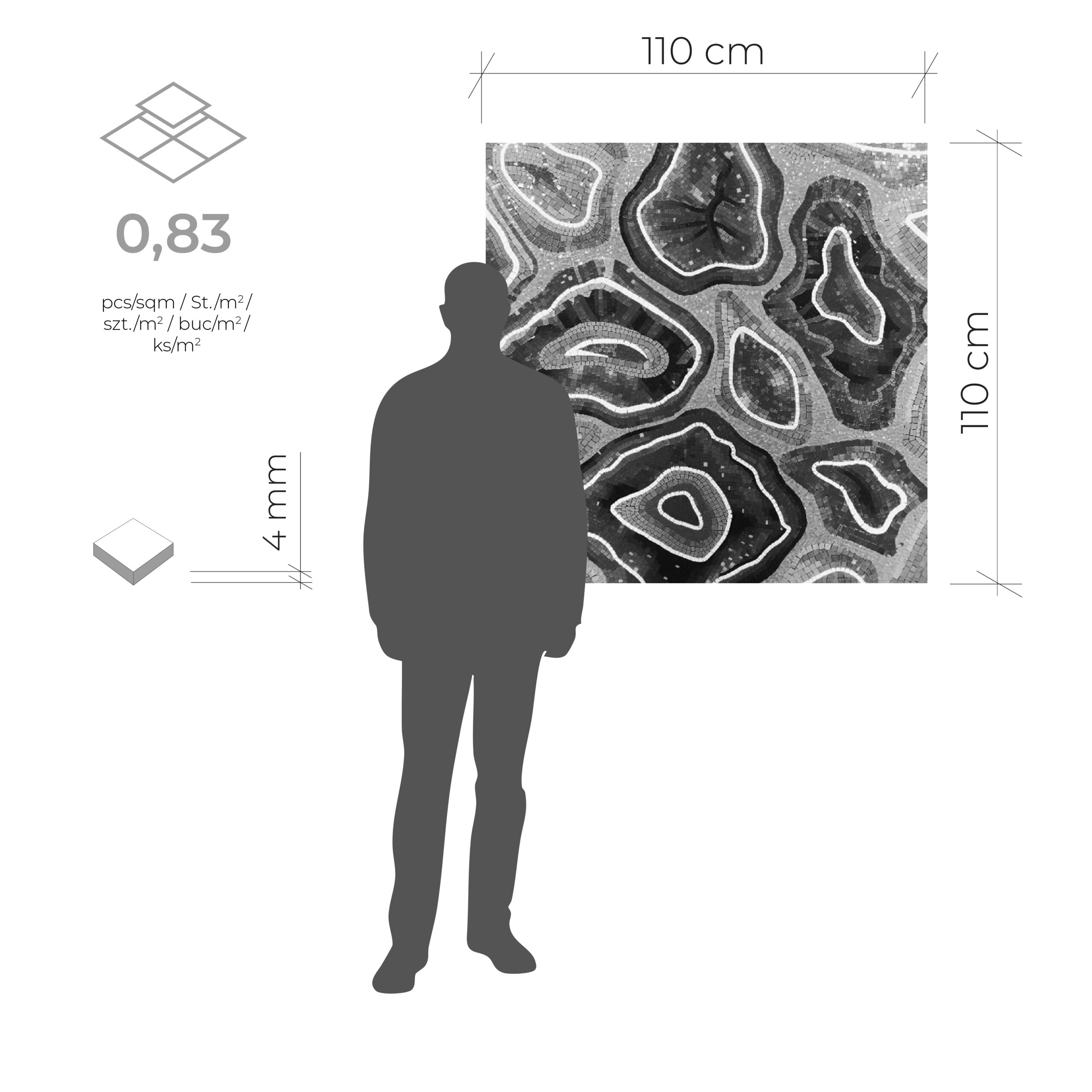 Blue Agate – 110×110 cm